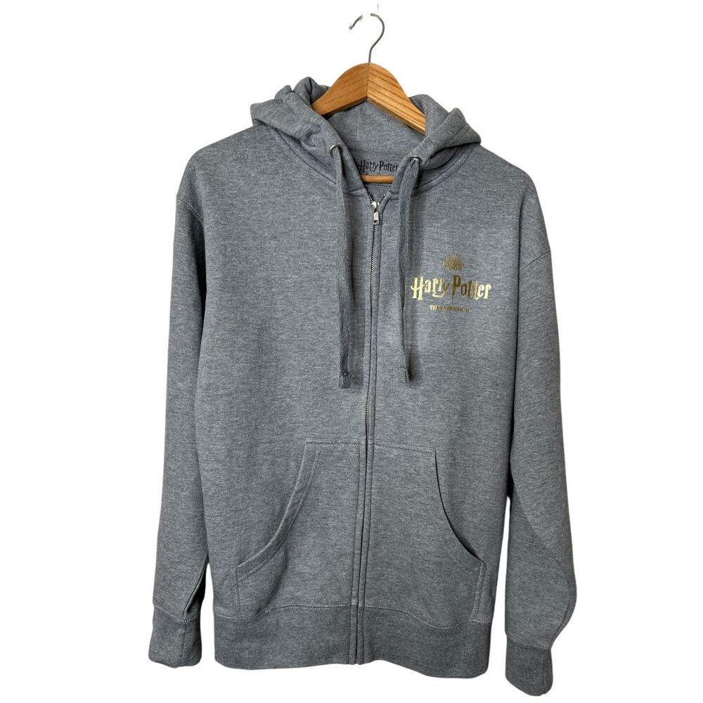 HARRY‎ POTTER™ THE EXHIBITION LOGO ZIP FRONT HOODIE Size M Gray Unisex
